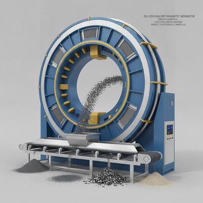 Chłodzony olejem, suchy separator magnetyczny o okrągłej konfiguracji, idealny do sortowania cząstek magnetycznych w górnictwie i recyklingu