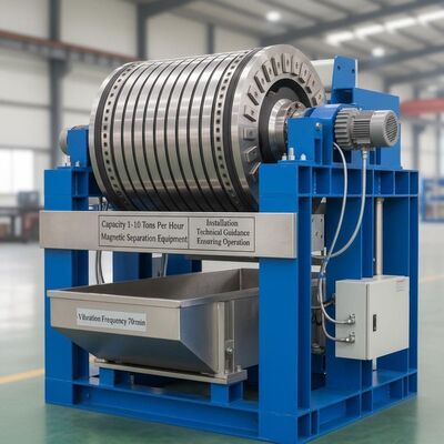 Pojemność 1-10 ton na godzinę Urządzenia segregacyjne magnetyczne z częstotliwością wibracji 70 rmin i techniczne instrukcje instalacji zapewniające działanie