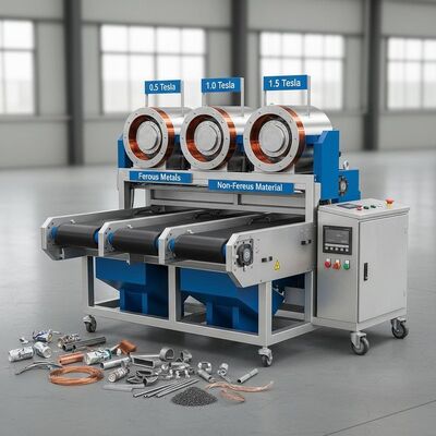 Siła pola magnetycznego 0,5 do 1,5 Tesla Separator elektromagnetyczny System automatyczny zapewniający przemysłową wydobycie metalu