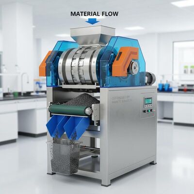 Konfigurowalny suchy separator magnetyczny wyposażony w silne pole magnetyczne zapewniające separację magnetyczną i transport materiałów