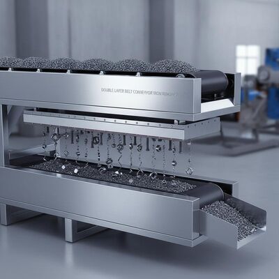 Podwójne warstwy przenośnik pasowy usuwacz żelaza trwały separator magnetyczny wyposażony w materiał powłokowy 316SS zapewniający usunięcie żelaza